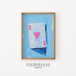 Stampa Asso di Cuori, Arte murale retrò alla moda, Poster di carte da gioco, Download digitale, Stampa "Sei fortunato", Arredamento moderno per la casa, Arte da cucina