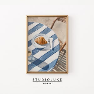 Parisian Croissant and Coffee Painting, Paris Wall Art, Travel Poster, Printable Wall Art, French Aesthetic Prints, Chefs Kiss Prints