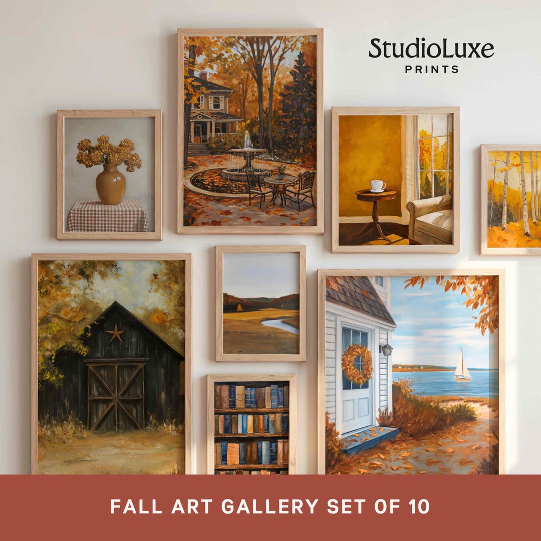 Cozy Autumn Gallery Wall Set of 10, Rustic Fall Landscape Prints ...