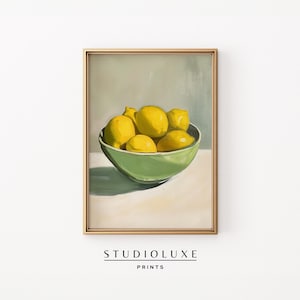 Zitrone Stillleben Gemälde | Küsten-Enkelin Drucke | Küche Dekor DRUCKBARE KUNST | Trendy Wohnheim Wohnung Dekor | Obst Drucke
