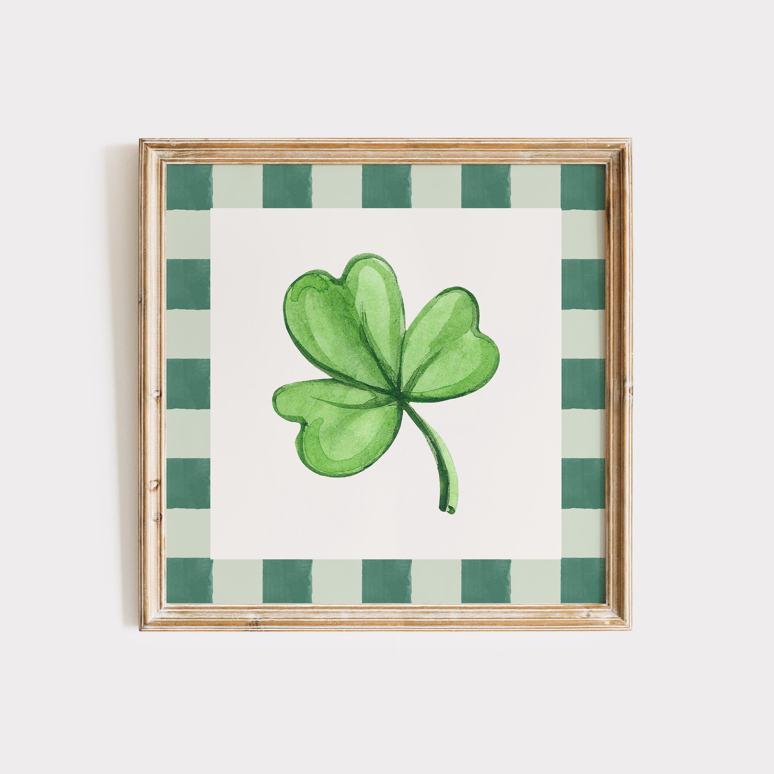 Four Leaf Clover Print: St. Patrick's Day Cottagecore Art (digital