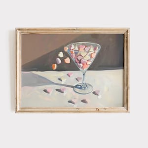 Herz Candy Martini, Valentinstag Wandkunst, Barwagen Dekor, Küchen Wandkunst, Lebensmittel Drucke, trendige Wohnung Dekor, digitaler Download