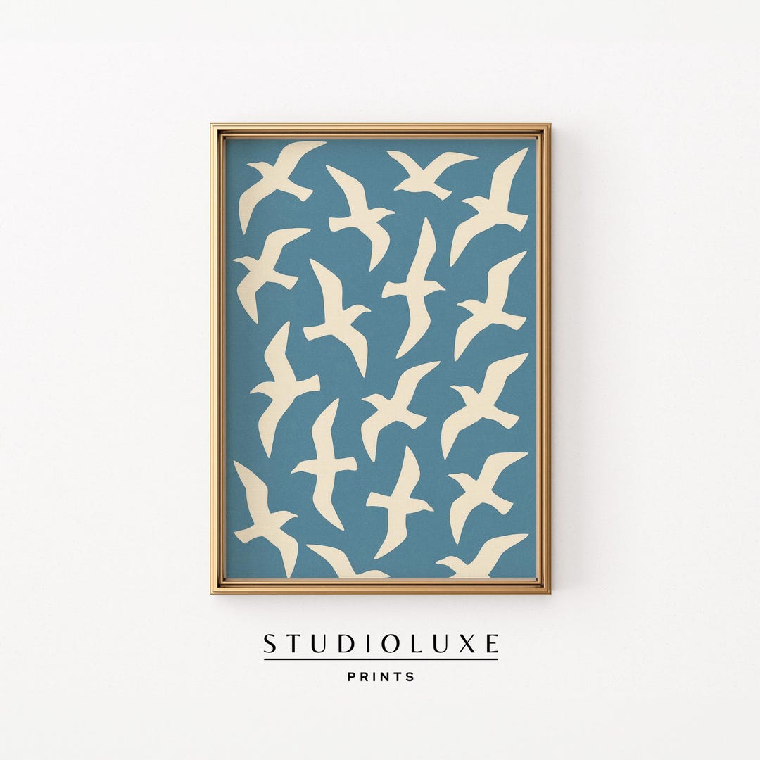 Modern Coastal Seagull Art Print – Minimalist Beach Wall Decor ...