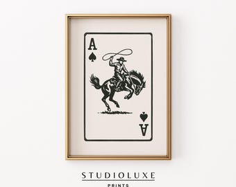 Impresión de vaquero del as de espadas: arte vintage de rodeo occidental (descarga digital)