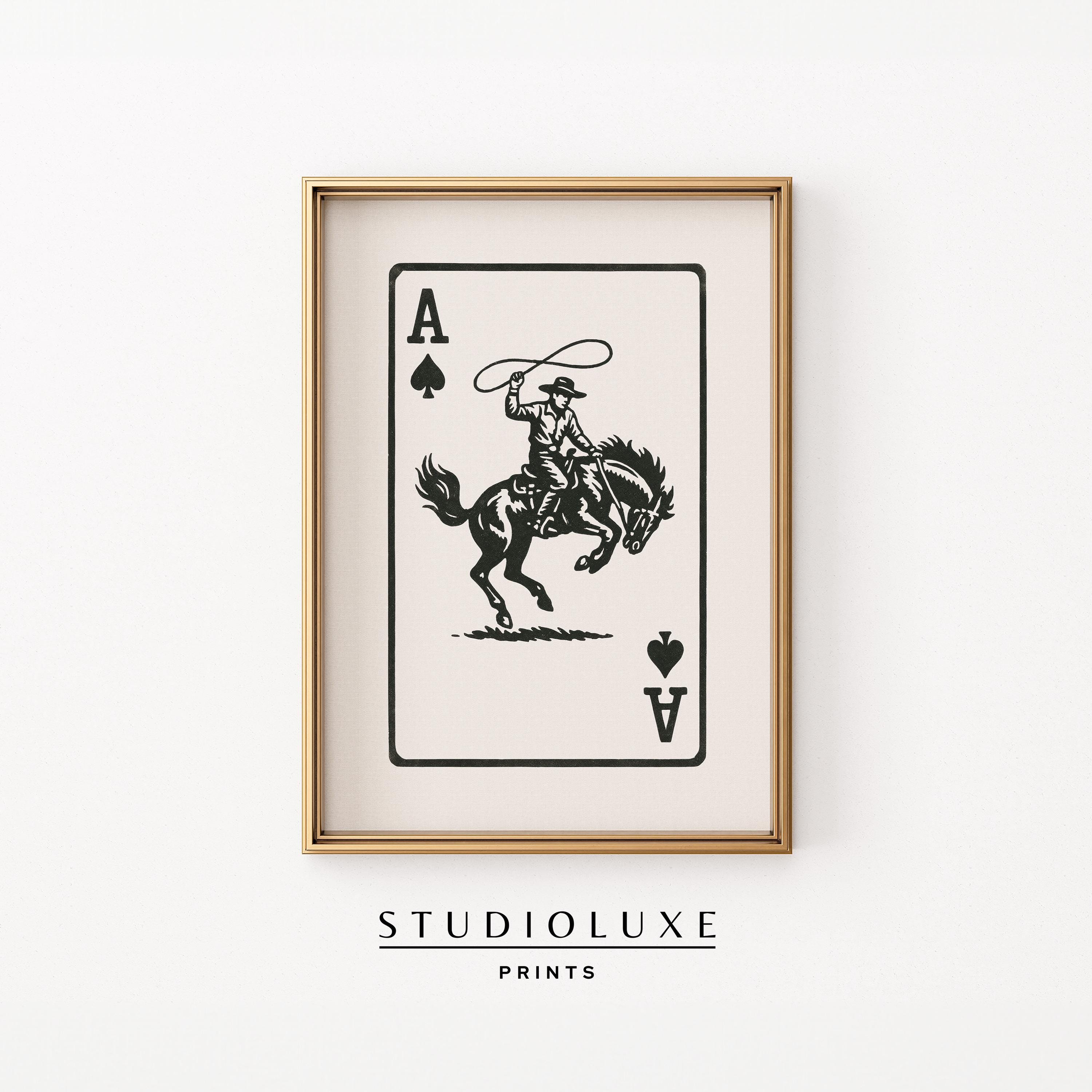 Ace of Spades Cowboy Print: Vintage Western Rodeo Art (digital