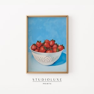 Strawberries Painting | Vintage Kitchen Wall Art | Printable Wall Art | Grandmillennial Prints | CottageCore Art | Trendy Apartment Decor