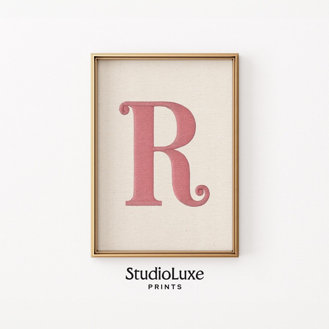 Prettycode R Print Rustic Pink Monogram Letter R Print - Feminine Vintage-inspired Art ...