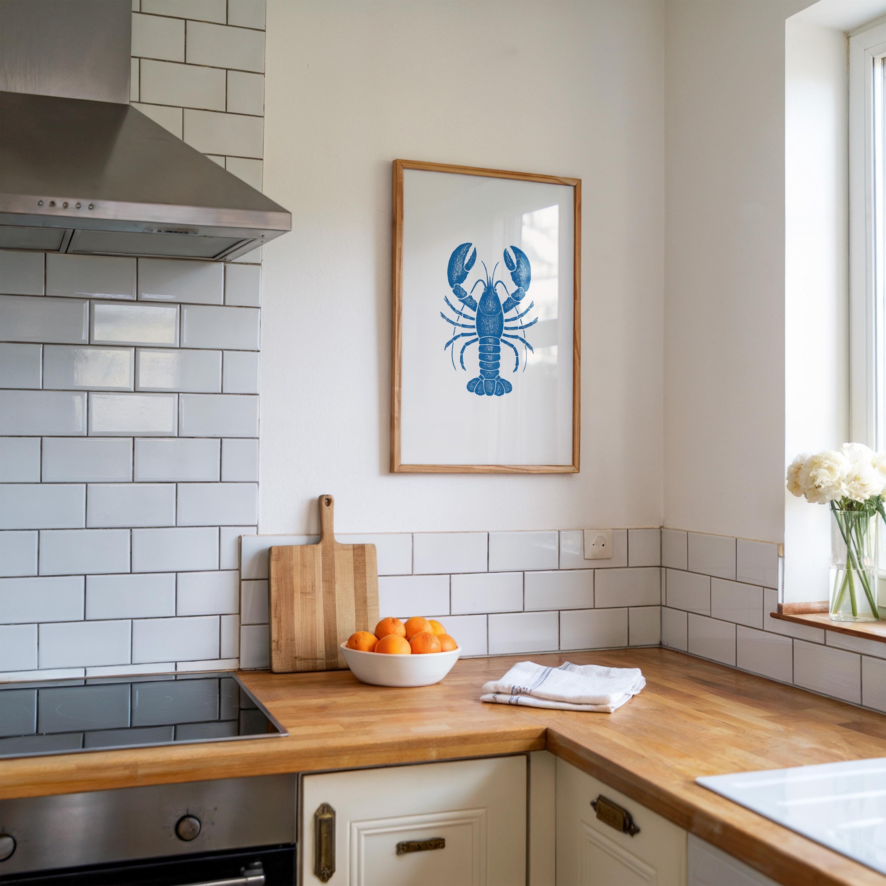 Vintage Lobster Print: Nautical Coastal Kitchen Wall Art (digital