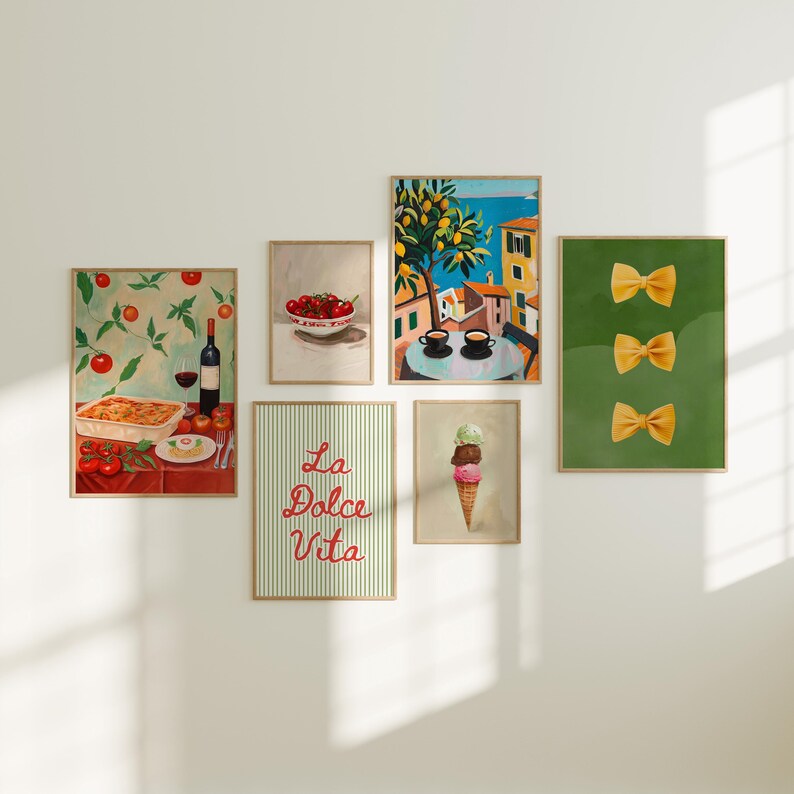 Italian Cuisine Art Prints: La Dolce Vita Kitchen Gallery Set (digital ...