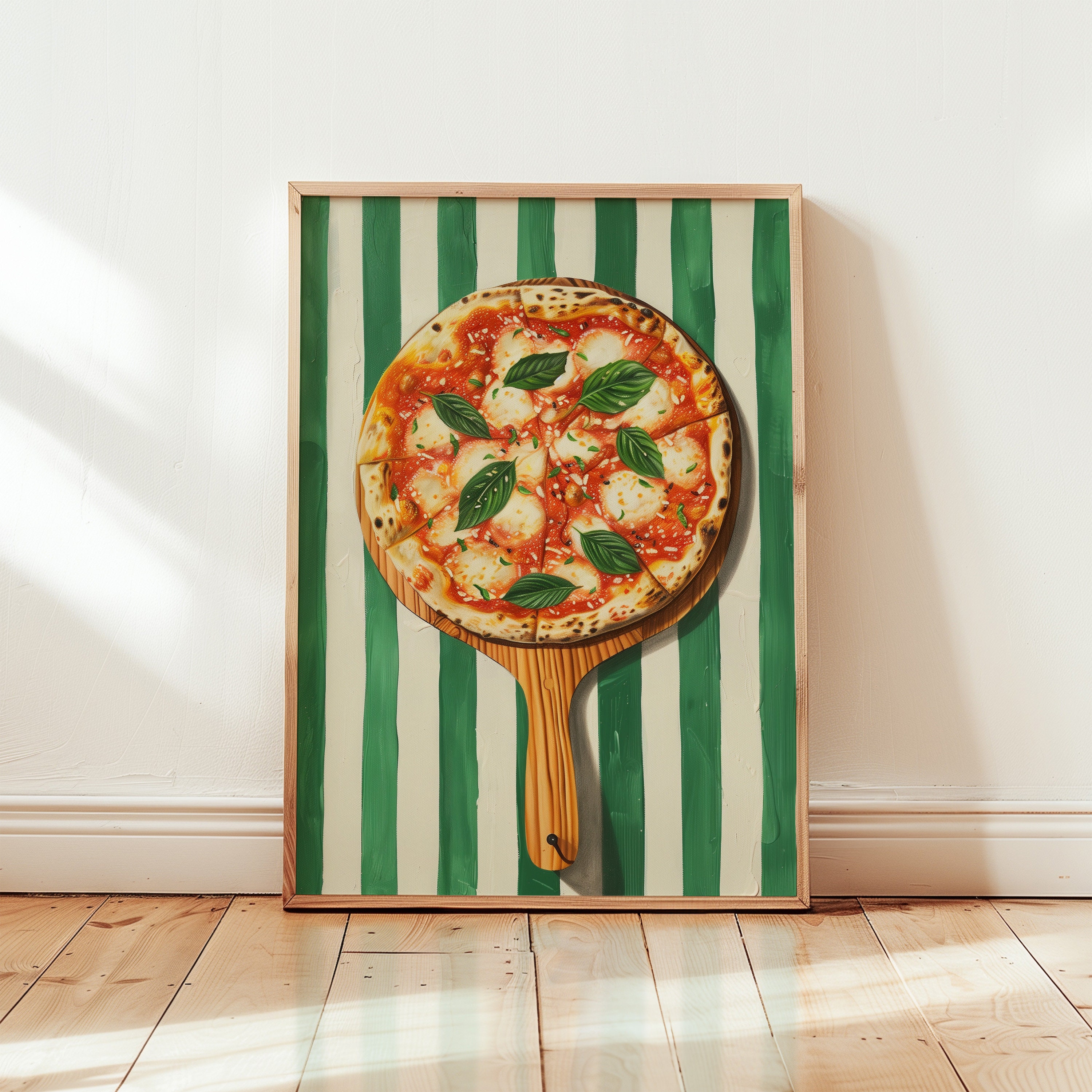 Margherita Pizza Painting, Italian Cuisine Art, Kitchen Wall Decor