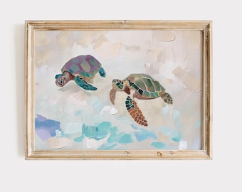 Sea Turtle Nursery Art: Pastel Ocean Animal Print (Digital Download)
