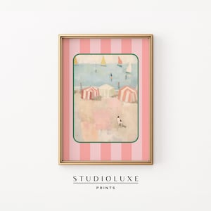 French Coastal Beach Print: Vintage Seaside Art (Digital Download)
