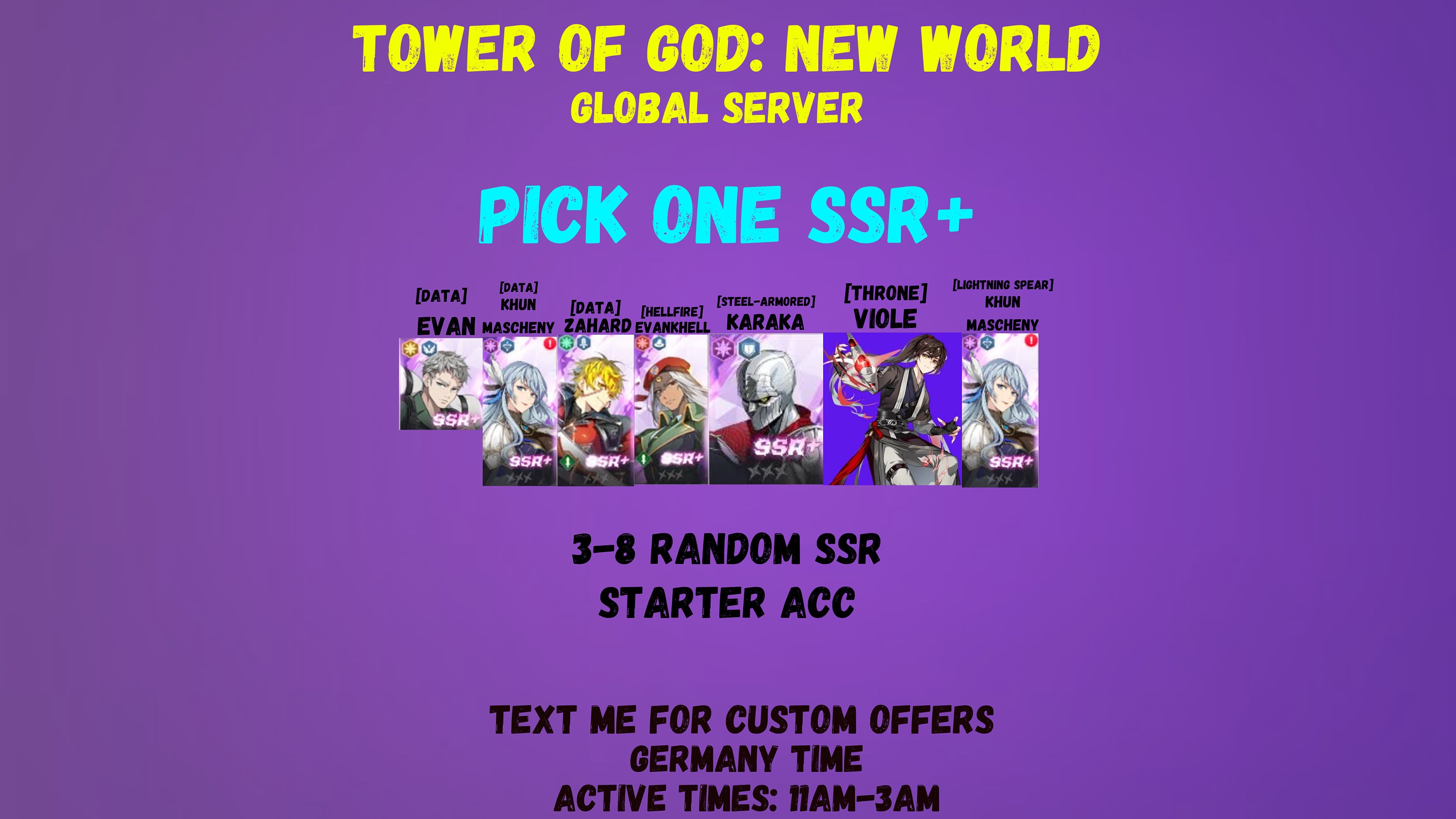 Tower Of God New World PICK ONE SSR Evan Khun Mascheny Zahard tower-of-god-new-world-pick-one-ssr-evan-khun-mascheny-zahard