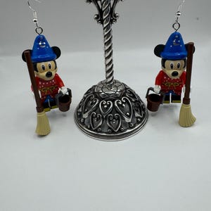 Mickey and Minnie Mouse Earrings: Block Figure Cartoon Jewelry Fantasia Mickey