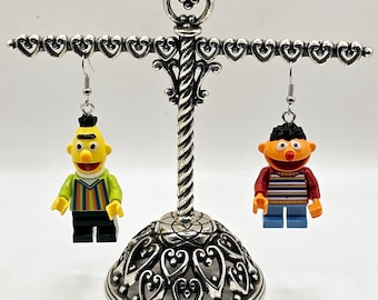 Sesame Street Block Figure Earrings: Elmo and Bert Jewelry
