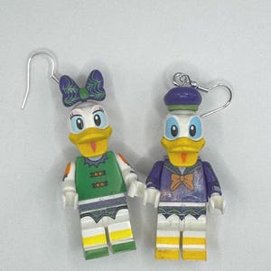 Mickey and Minnie Mouse Earrings: Block Figure Cartoon Jewelry DonaldDaisy Hallowee