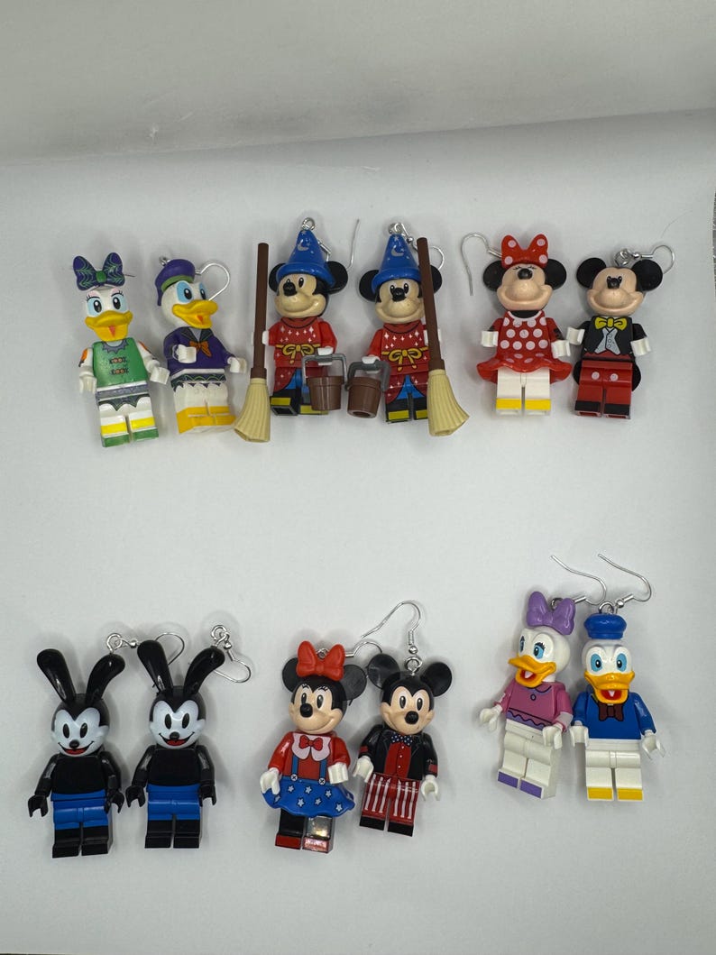 Mickey and Minnie Mouse Earrings: Block Figure Cartoon Jewelry image 9