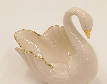 Juego de adornos vintage para pastel de bodas Lenox Swan – Cisnes de porcelana color marfil, centro de mesa nupcial, plato para anillos, regalo de aniversario