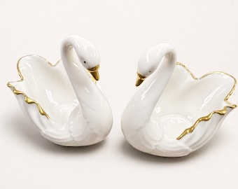 Coppia di cigni vintage Lenox per decorazione torta nuziale con becco dorato – Cigni in porcellana avorio, centrotavola nuziale, portafedi, regalo di anniversario