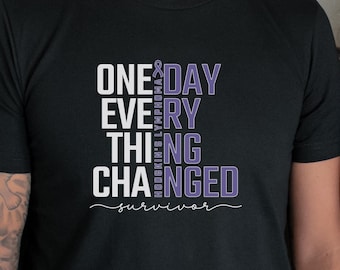 Hodgkin's Lymphoma Cancer Tshirt, Cancer Survivor Shirt, Purple Awareness Ribbon, Hodgkin's Lymphoma Awareness T-shirt, Support Team Gift