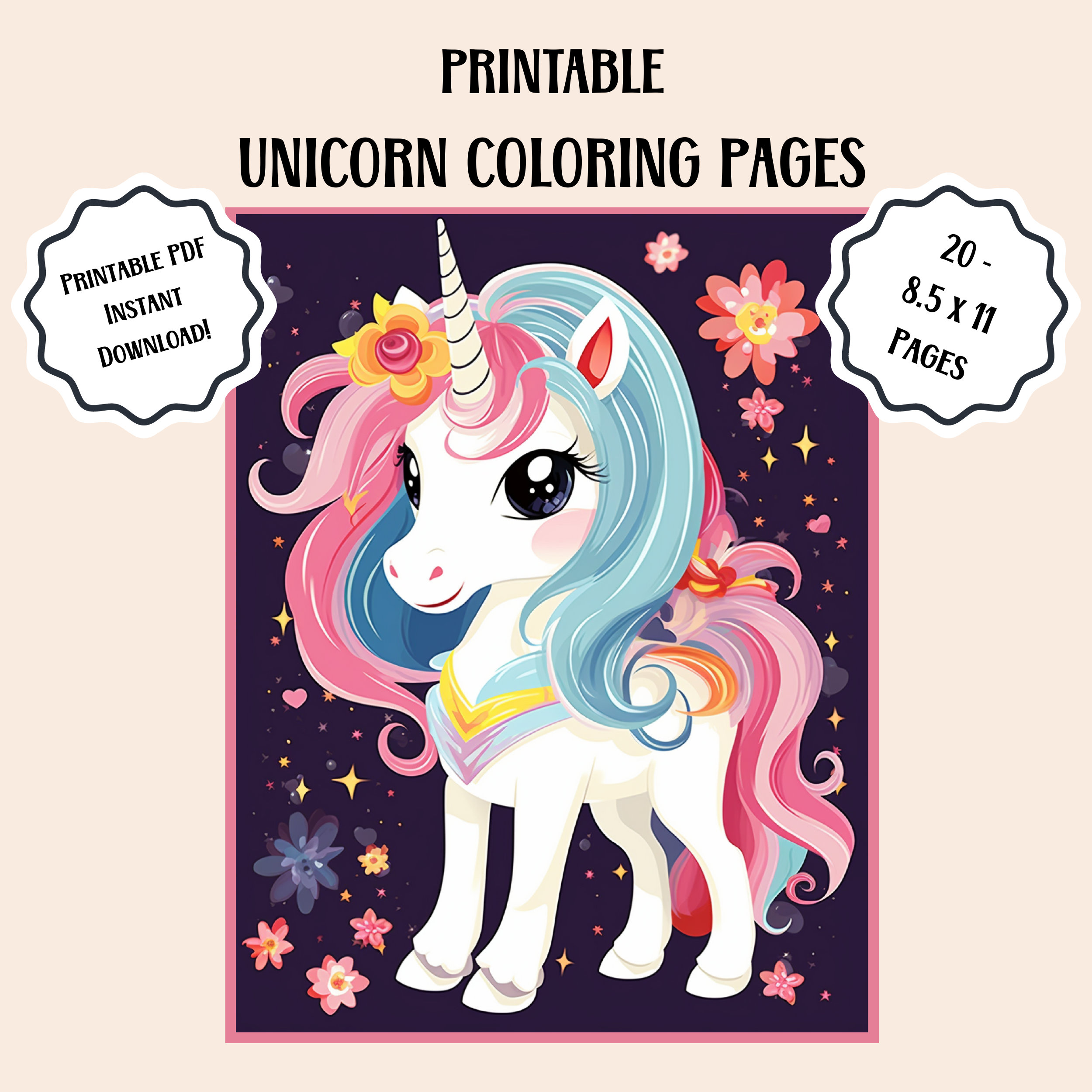 Unicorn Coloring Sheet, Unicorn Coloring Pages for Kids, Coloring Pages ...