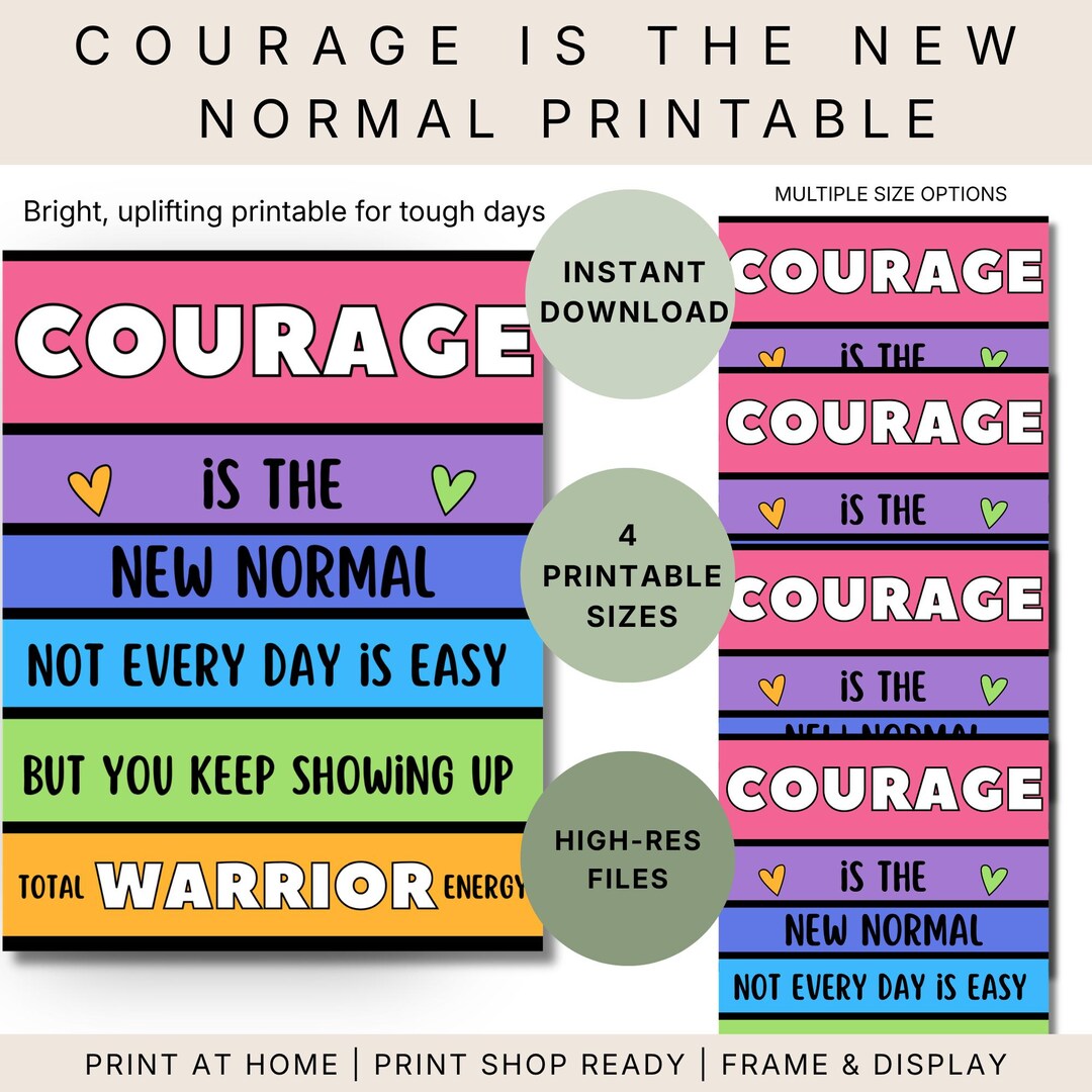 Courage is the New Normal Printable Wall Art, Encouragement Quote Print ...