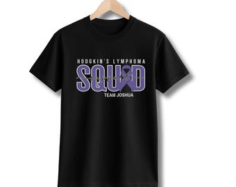 Personalized Hodgkin's Lymphoma Support Squad T-Shirt, Custom Purple Ribbon Tee