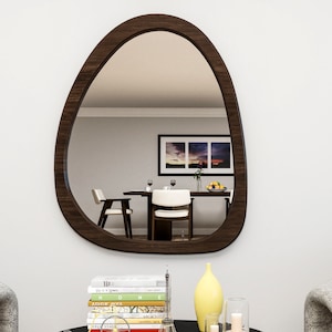 Mid Century Irregular Home Wall Mirror. Asymmetrical Mirror, Large Mirror, Wood Mirror, Organic Mirror, Mirror Home Decor