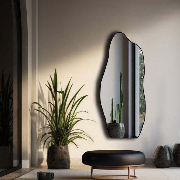 Full Length Asymmetrical Wavy Wall Mirror İrregular Mirror, Aesthetic Funky Room Decor