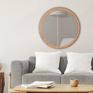 Wood Circular Round Large Wall Mirror, Bathroom Mirror, Small Mirror, Mirror Frame, Aesthetic Room Decor, Vanity Mirror, Decorative Mirror