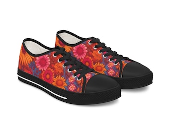 PinkOrange WildFlower Women's Low Tops - (5.5 - 12) - JoeClarkDesignsCo.