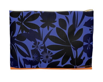 Vibrant Jungle Art Blue Vivid Orange Accessory Pouch Makeup Purse Wallet Toiletries Bag -(2 Sizes)- JoeClarkDesignsCo