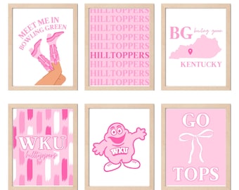 Kentucky Universitätsdrucke | Wohnheim Dekor | Drucke | WKU | rosa Wohnheim Dekorationen | rosa und weiß ästhetisch