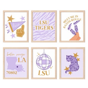 LSU Digital Prints | dorm decor | digital prints | purple and gold dorm decorations