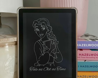 昔話 Kindle ロック画面、Kindle アクセサリ、本好きの装飾、読書用アクセサリ、美女と野獣 Kindle、ベル Kindle