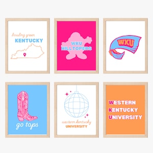 Kentucky Universitätsdrucke | Wohnheim Dekor | Drucke | WKU | rosa, orange, und blaue Schlafsäle und Dekorationen