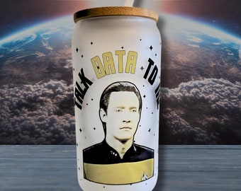 Talk Data to Me-Star Trek-16 oz. Frosted Glass Tumbler with Bamboo Lid