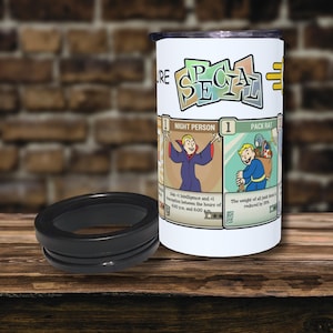Cartões de vantagens Fallout - Vantagens personalizadas - Você é S.P.E.C.I.A.L - Copo/refrigerador de latas multiuso de aço inoxidável fino/padrão