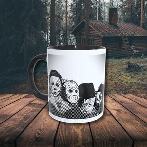 Mt.Slashmore-Horror Fan Mug-Rushmore-Halloween-Michael Myers-Jason Vorhees-Freddy Krueger-GhostFace-Slasher Movies