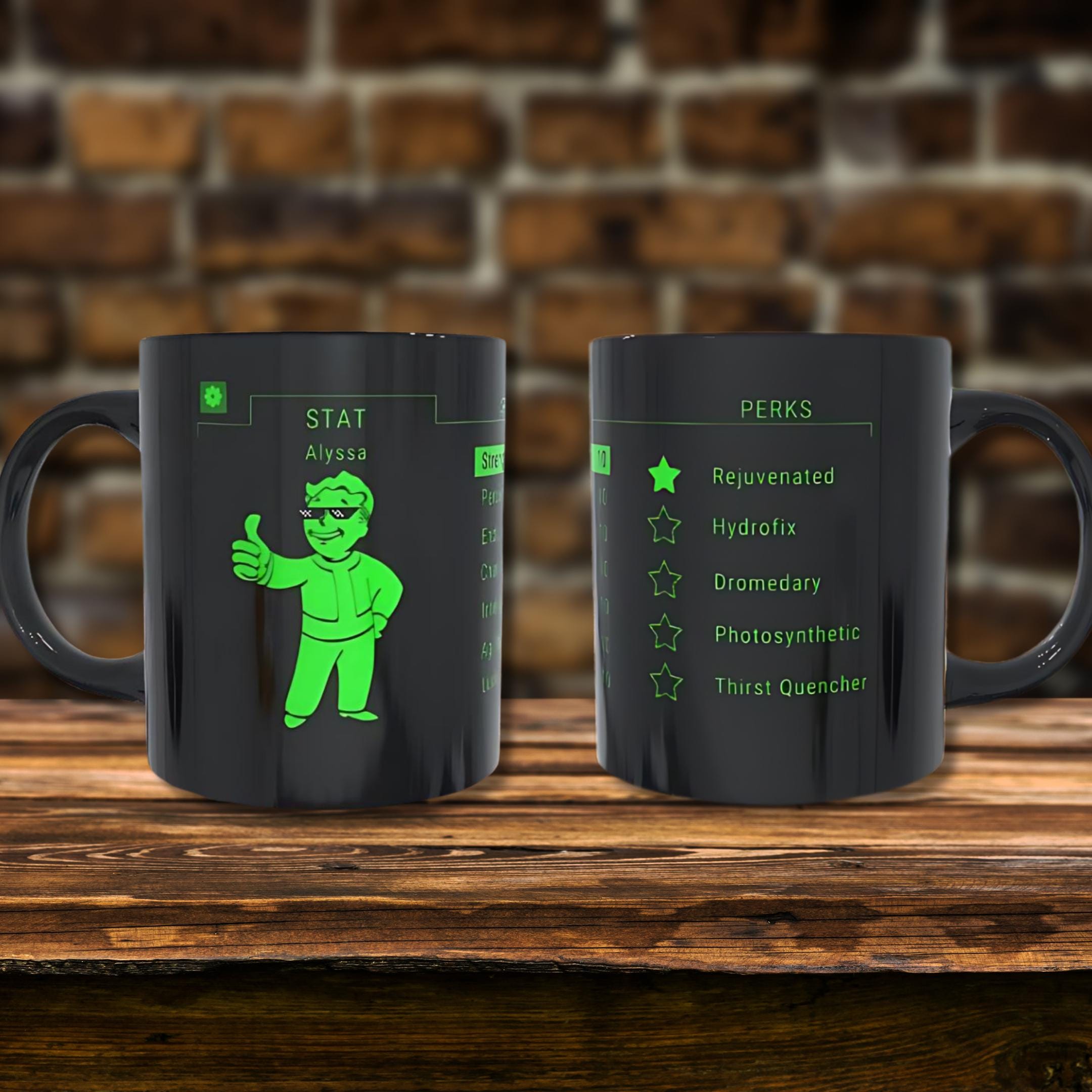 Fallout PipBoy-統計-カスタムパーク-コーヒーマグ-パーソナライズ 