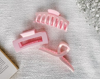 Set of 3 Pearled Pink Clips, Barbie Clips, Pearled Clip, Large clip, Pink Hair Claw, Long Hair Clip, Pink Clips, Hair Clip Bundle, Pink Bow