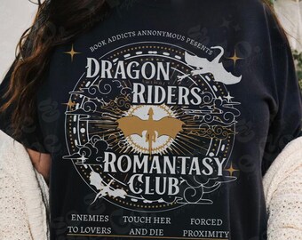Dragon Rider Book Club Fantasy T-Shirt Buchinspirierter Komfort Colors® Romantasy Enemies to Lovers Book Tropes BookTok Merch Bookish T-Shirt