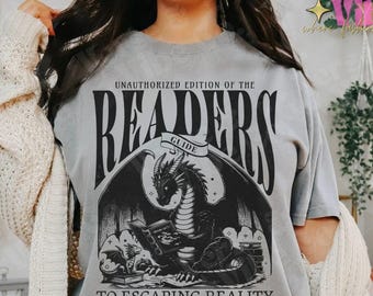 Readers Guide Fantasy T-shirt Comfort Colors® Romantasy Book Dragon Bookish T-shirt Book Lovers Escape Reality Bookish Merch Book Club Shirt