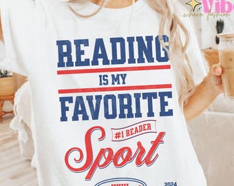 Czytanie to mój ulubiony sport Koszulka Comfort Colors® Bookish Merch Prezent dla czytelnika książek Prezent dla nauczyciela Koszulka Bookworm Koszulka bibliotekarza Prezent dla miłośnika książek