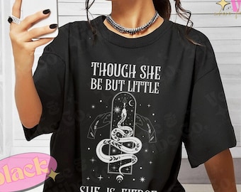 Shakespeare Literary Quote Comfort Colors Shirt And Though She Be But Little She Is Fierce Vintage Book Quote Tshirt Bookish Book Club Gift