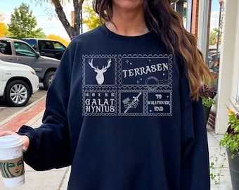 Terrasen Sweatshirt Throne Of Glass Aelin Galathynius Shirt Rowan Whitethorn Dorian Thirteen Manon Blackbeak Licensed SJM Merch ACOTAR TOG