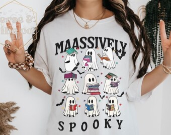 Camiseta con colores cómodos del libro de lectura de fantasmas de ACOTAR Camiseta con licencia del libro de SJM Camiseta con fantasma de libros Camiseta con el trono de cristal del libro de Halloween del lector de libros de SJM