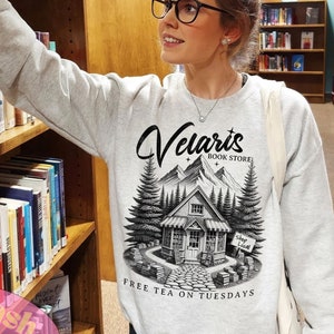 Velaris Book Shop Sweatshirt ACOTAR Night Court Licensed SJM Merch Feyre Archeron Nesta Rhysand Cassian Bookish TOG Crescent City Fan Gift