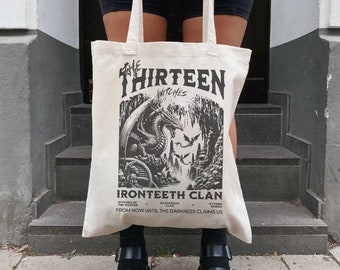 The Thirteen Tote Bag Throne Of Glass T-Shirt Licensed SJM Merch Manon Blackbeak Ironteeth Witches Terrasen Bookish ACOTAR Shirt Beach Tote