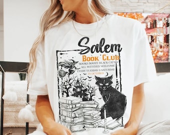Salem Book Club Shirt Bookish Halloween Tee Spooky Season Shirt Salem Witches Ghost Skeleton Shirt Spooky Book Lover Thriller Reader Shirt